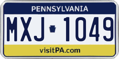 PA license plate MXJ1049