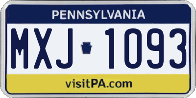 PA license plate MXJ1093