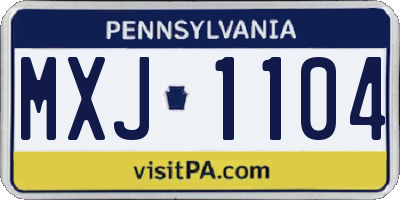 PA license plate MXJ1104