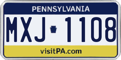 PA license plate MXJ1108