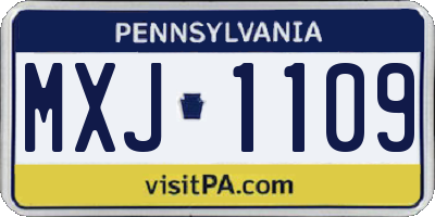 PA license plate MXJ1109