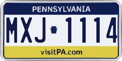PA license plate MXJ1114