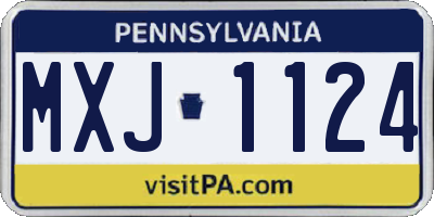 PA license plate MXJ1124
