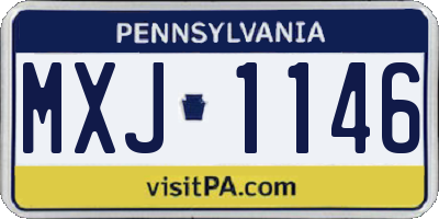 PA license plate MXJ1146