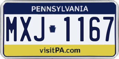 PA license plate MXJ1167