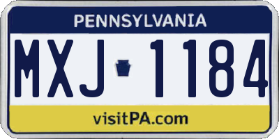 PA license plate MXJ1184
