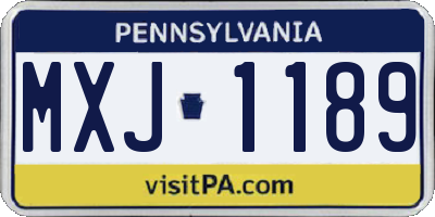 PA license plate MXJ1189