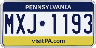 PA license plate MXJ1193