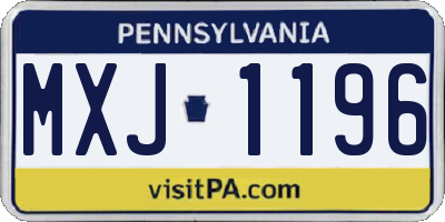PA license plate MXJ1196