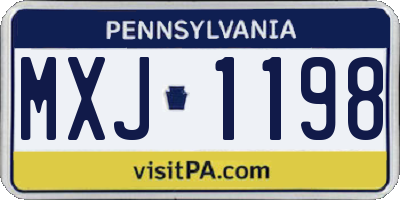 PA license plate MXJ1198