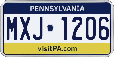 PA license plate MXJ1206