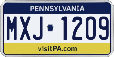 PA license plate MXJ1209