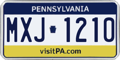 PA license plate MXJ1210