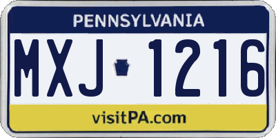PA license plate MXJ1216
