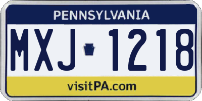 PA license plate MXJ1218