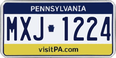 PA license plate MXJ1224