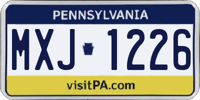 PA license plate MXJ1226