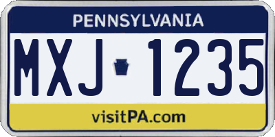 PA license plate MXJ1235