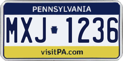 PA license plate MXJ1236