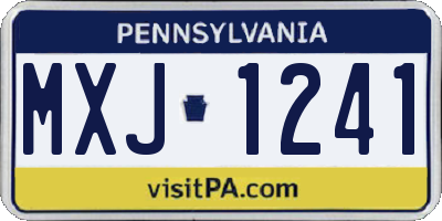 PA license plate MXJ1241