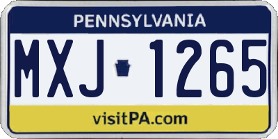 PA license plate MXJ1265