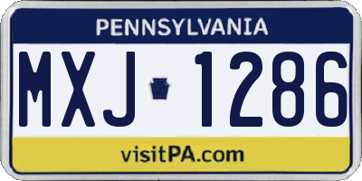 PA license plate MXJ1286
