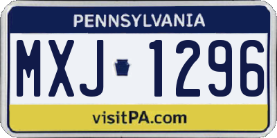 PA license plate MXJ1296