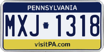 PA license plate MXJ1318