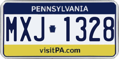 PA license plate MXJ1328