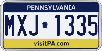 PA license plate MXJ1335