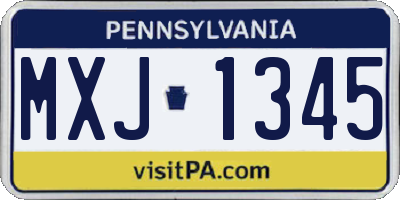 PA license plate MXJ1345