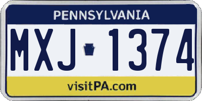 PA license plate MXJ1374