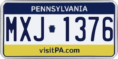 PA license plate MXJ1376