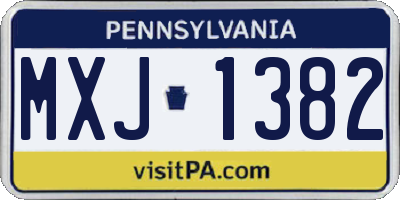 PA license plate MXJ1382