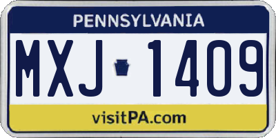 PA license plate MXJ1409