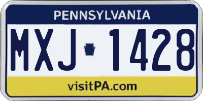 PA license plate MXJ1428