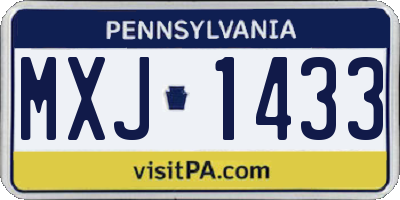 PA license plate MXJ1433