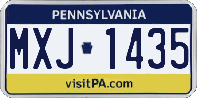PA license plate MXJ1435