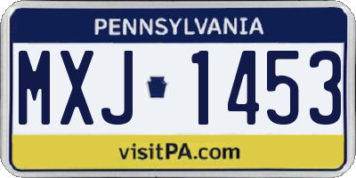 PA license plate MXJ1453