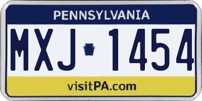 PA license plate MXJ1454