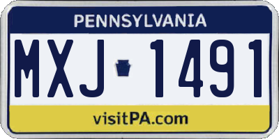 PA license plate MXJ1491