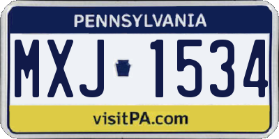 PA license plate MXJ1534