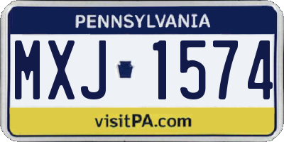 PA license plate MXJ1574