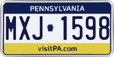 PA license plate MXJ1598