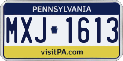 PA license plate MXJ1613
