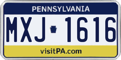 PA license plate MXJ1616