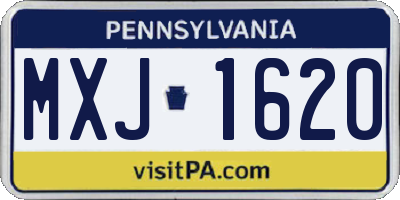 PA license plate MXJ1620