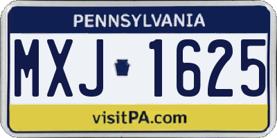 PA license plate MXJ1625