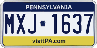 PA license plate MXJ1637