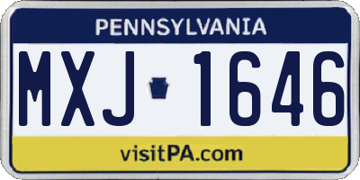 PA license plate MXJ1646